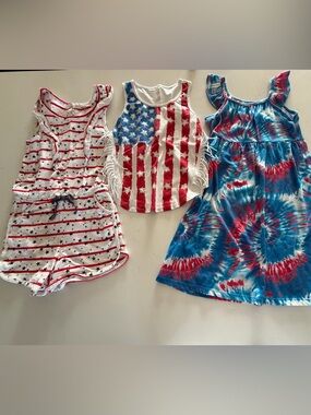 Girls Red White Blue Summer Top, Romper & Dress - Patriotic
